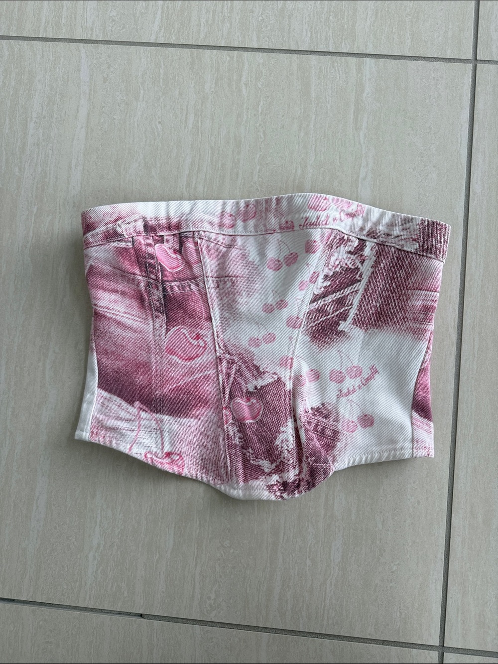 Jaded London x Omighty Pink and White Printed Bustier Crop Top